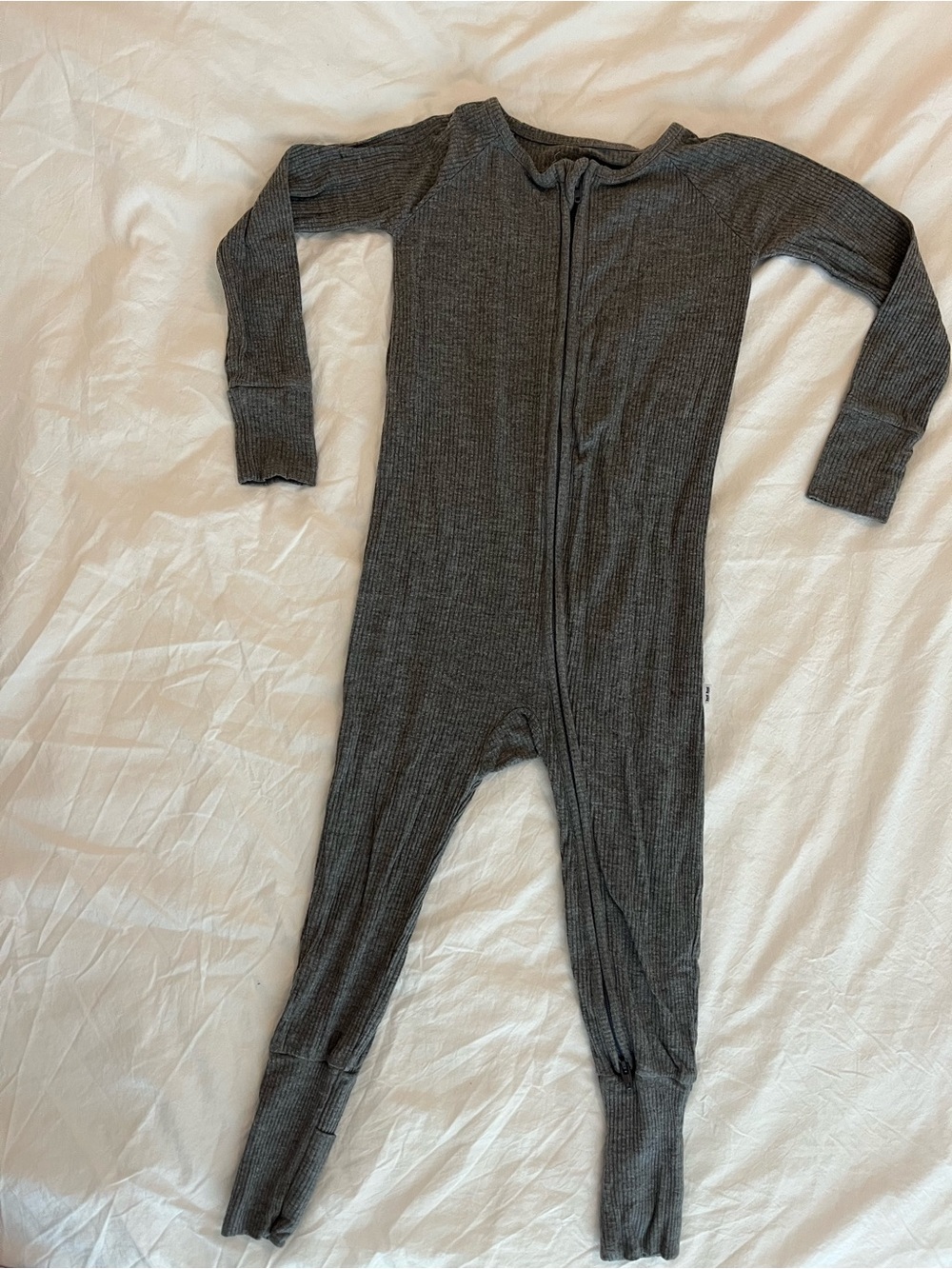 Little Sleepies Dark Grey Ribbed Zippy